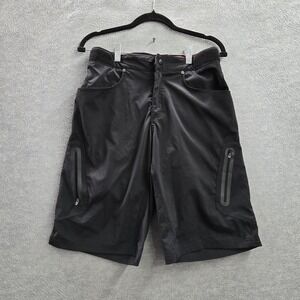 Zoic Men Activewear Shorts M Black Ehter Essential Liner Logo Zipper 12" Inseam
